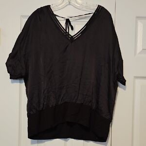 White House Black Market Black V-Neck Blouse